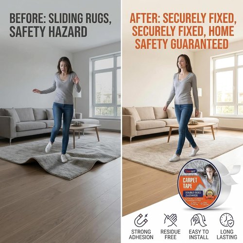 ETERART Heavy Duty Double-Sided Carpet Tape - Residue-Free, Anti-Slip Safety for Kids & Pets | 2" x 10 Yards, White