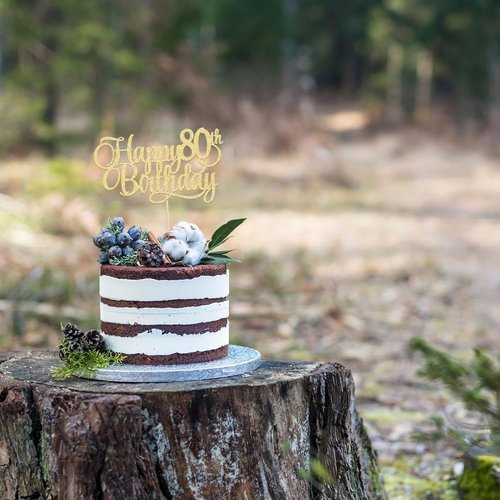 Happy 80th Birthday Cake Topper - Gold Glitter Number 80 | Elegant Decoration for Anniversary Celebrations