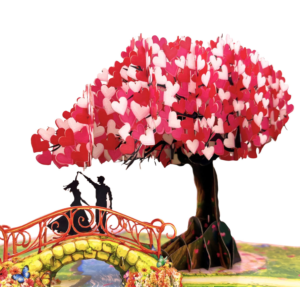 Anniversary Pop Up Card, 3D Love Tree Hearts with Couple, Wedding Anniversary Card for Wife, Husband, Couple, Love Card for Her, Him, Ideal Gift for Wedding, Anniversary, Valentines, Romantic Birthday, Mothers Day