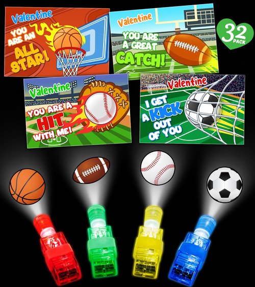 Bstoyder Valentines Day Gifts Cards for Kids, 32Pcs Finger Toys with Valentine Greeting Cards, Sparkle Bulk Toys for Boys and Girls, School Classroom Gift Exchange for Kids Valentine Party Favors