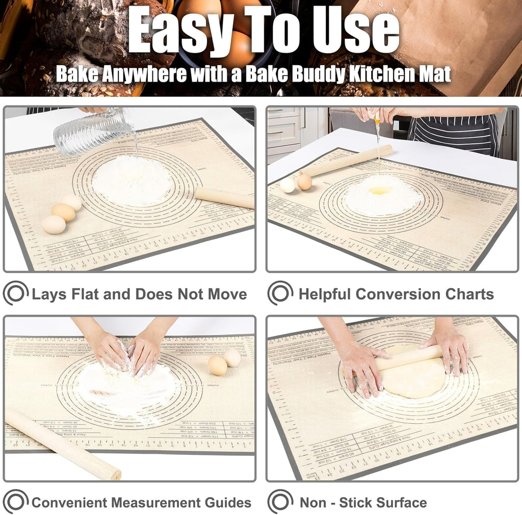 Skiennix Non-Slip Silicone Pastry Mat - 28x20 Inches with Measurements for Baking, Dough & Pastry