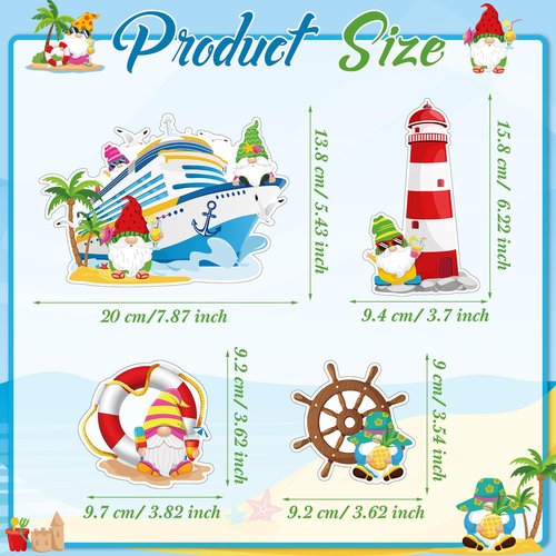 Anglechic 16 Pieces Summer Cruise Door Decorations Magnetic Tropical Fridge Magnets Gnomes Magnetic Decals for Hawaiian Aloha Luau Tiki Theme Party Cruise Door Car Decorations Supplies