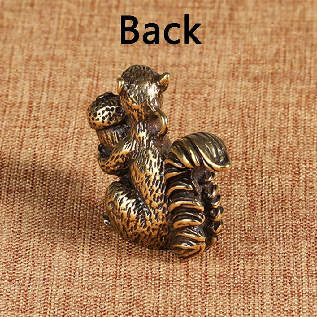 Skiennix Brass Squirrel Figurines - Antique Bronze Animal Decor | 2pcs Small Incense Holders (1.6x1.2x0.6in)