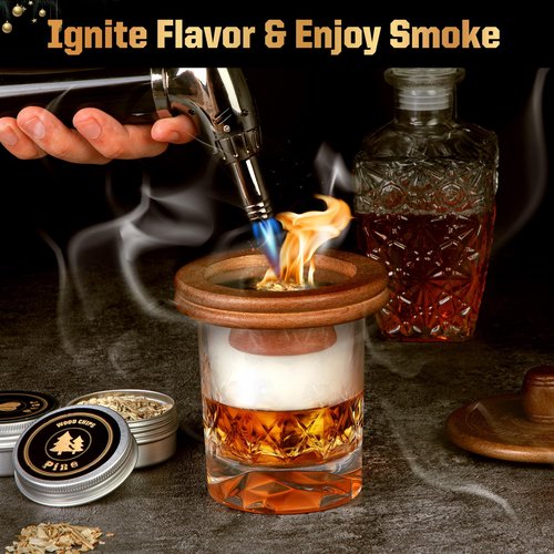 Whiskey Advent Calendar 2025 for Men, 24-Day Bourbon Smoker Infuser Kit for Cocktail and whisky Lovers, Perfect Christmas and Holiday Gift for Husband, Dad, Boyfriend, Him(NO BUTANE,GLASS)