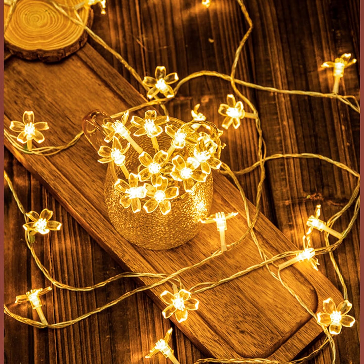 Skiennix Decorative Flower String Lights - 33ft 100 LED Cherry Blossom Fairy Lights | Warm White for Bedroom & Events