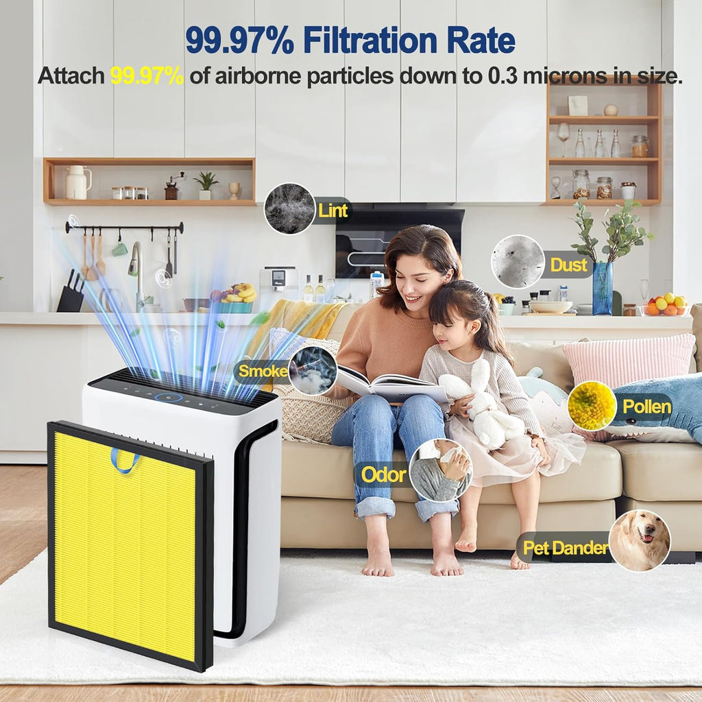 Vital 200S Replacement Filter - H13 True HEPA + Activated Carbon | 2-Pack, Easy Install, Long Lasting (Yellow)