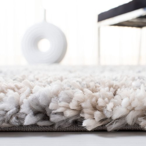 SAFAVIEH Fontana Shag Collection Accent Rug - 3' x 5', Grey & Ivory, Modern Design, Non-Shedding & Easy Care, 2-inch Thick Ideal for High Traffic Areas in Entryway, Living Room, Bedroom (FNT856G)
