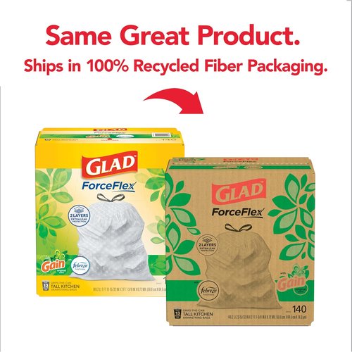 Glad ForceFlex Tall Kitchen Trash Bags - 13 Gallon, Gain Original Scent, 140 Count