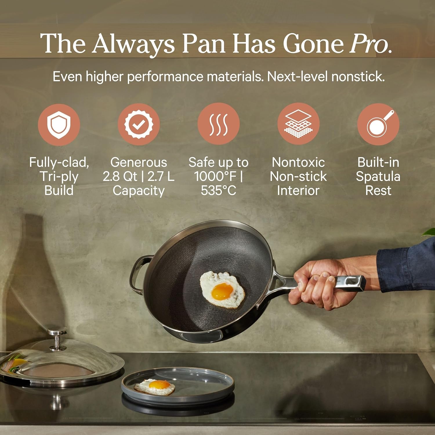 Our Place Titanium Pro Cookware Duo - Always Pan Pro & Perfect Pot Pro | Nonstick, Tri-Ply Titanium & Stainless Steel | Oven Safe up to 1000°F | Chrome