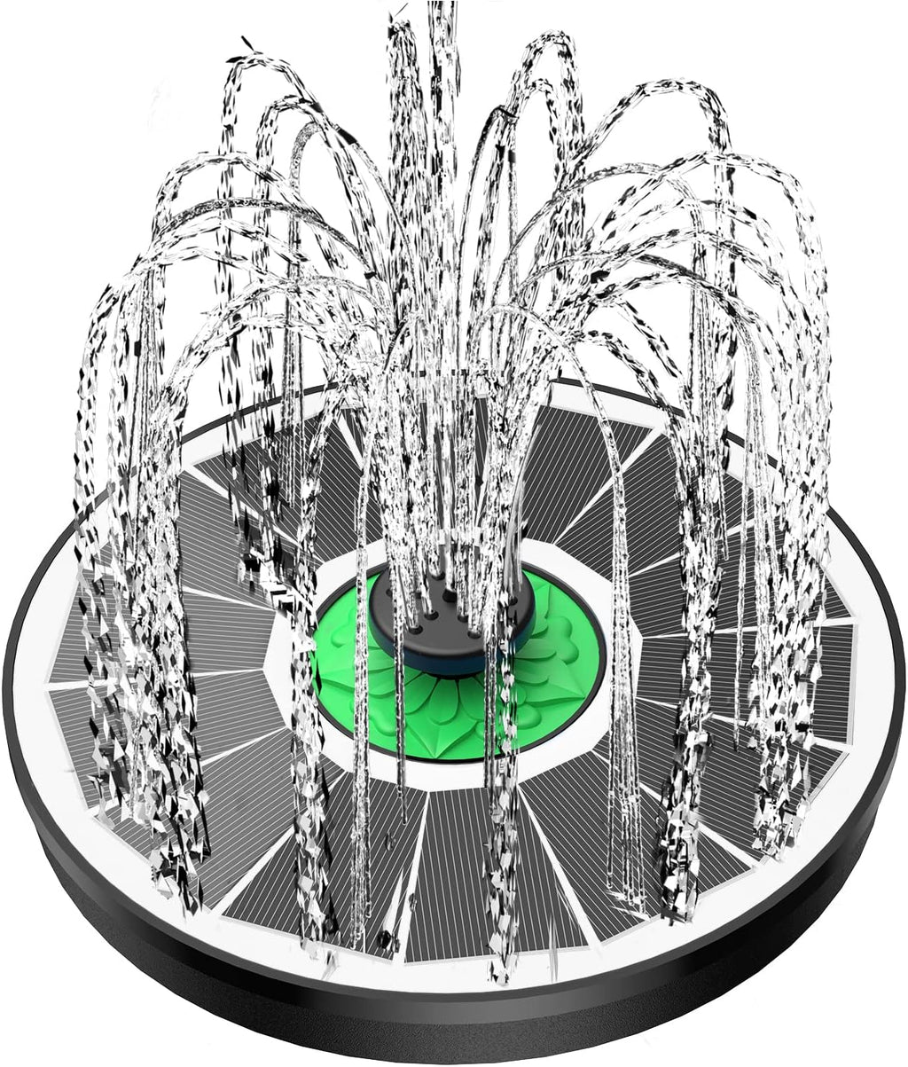 Yzert Solar Fountain - Eco-Friendly Bird Bath Water Feature with 4 Fixed Rods & 7 Nozzles | Green Flower Design