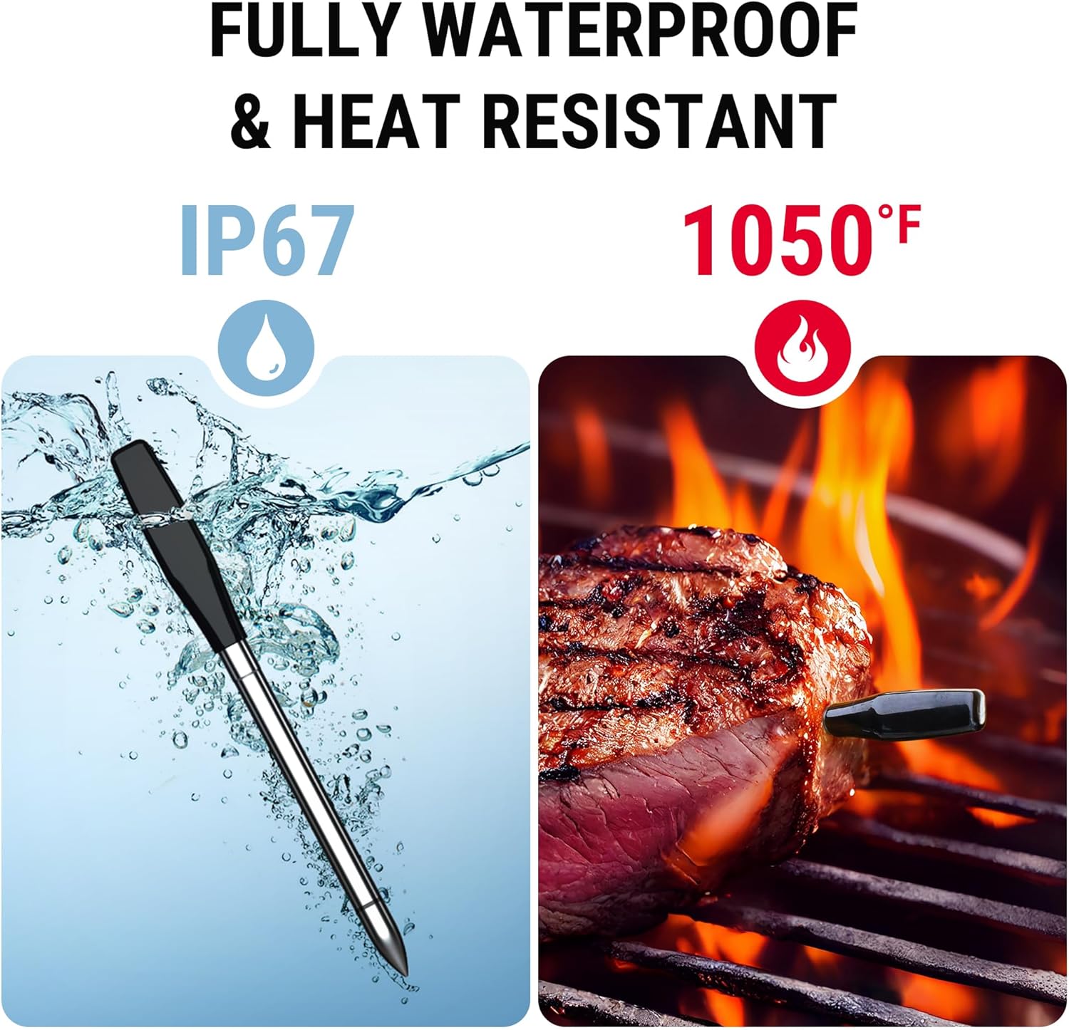 TempSpike Wireless Meat Thermometer - High Precision Bluetooth & WiFi BBQ Grill Thermometer | Waterproof Probes, Rechargeable Base