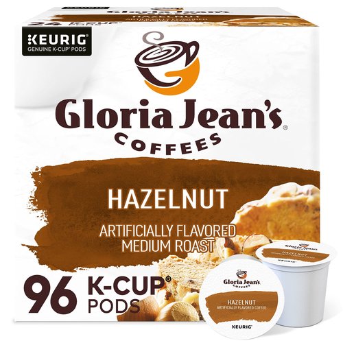 Gloria Jean's Coffees Hazelnut, Single-Serve Keurig K-Cup Pods, Flavored Medium Roast Coffee, 96 Count