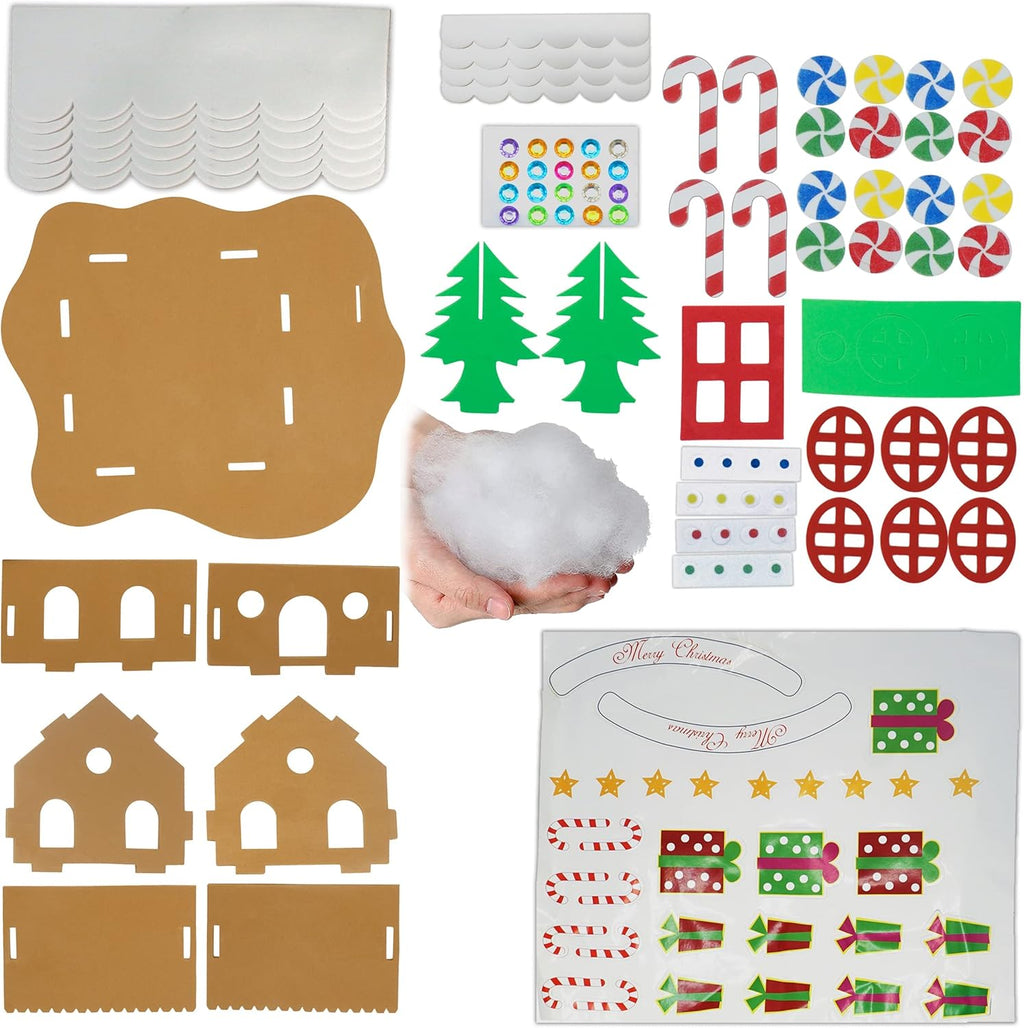4E's Gingerbread House Craft Kit - DIY Christmas Fun for Kids | 2 Pack, Self-Adhesive Decorate & Build