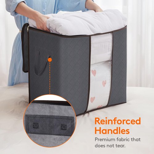 Lifewit 90L Extra Large Blanket Storage Bags - Foldable Comforter Containers with Reinforced Handles | 5 Pack