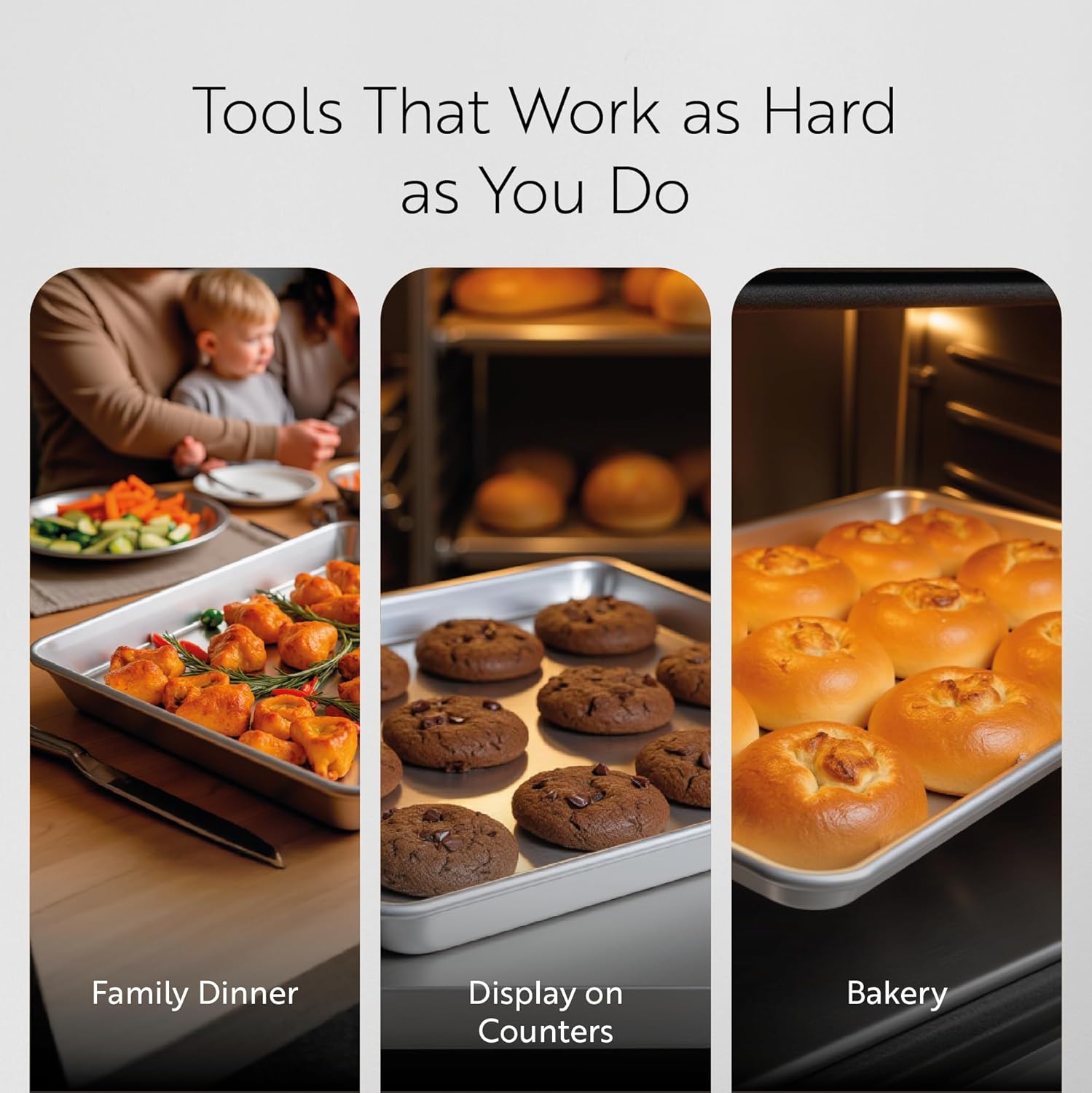Restaurantware Met Lux Heavy-Duty 26 x 18 Inch Aluminum Baking Pan - Rimmed Edges, Dishwasher Safe, Endures Up to 392°F
