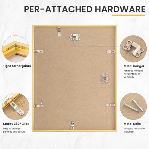 FLYJOE 11x14 Picture Frame - Display 8x10 Photos with Mat or 11x14 Without Mat - Natural Woodgrain Finish