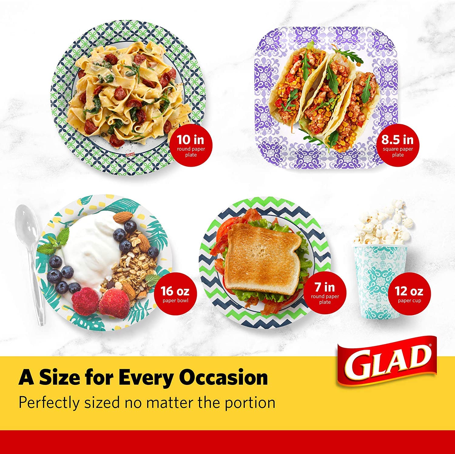 Glad Square Heavy Duty Paper Plates Soak Proof Cut Proof Microwaveable Disposable Plates Parties Everyday Meals Green Victorian Floral Pattern 10 Inch 50 Count 6 Pack Pantry Stocking Bulk Value