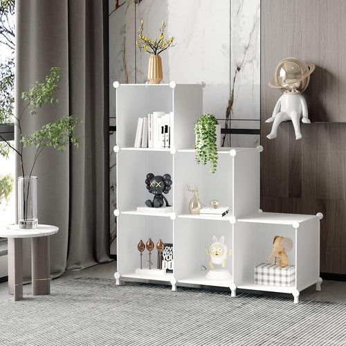 AWTATOS Cube Storage Organizer - 6 Stackable White Storage Cubes for Closet & Home Use