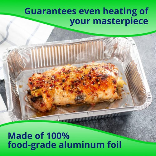 IDL Packaging Full Size Aluminum Steam Table Pans with Lids - Medium, 21" x 13" x 2.25" (pack of 10) - Disposable Foil Pan for Grilling, Roasting, BBQ, Cooking, Baking, Freezing