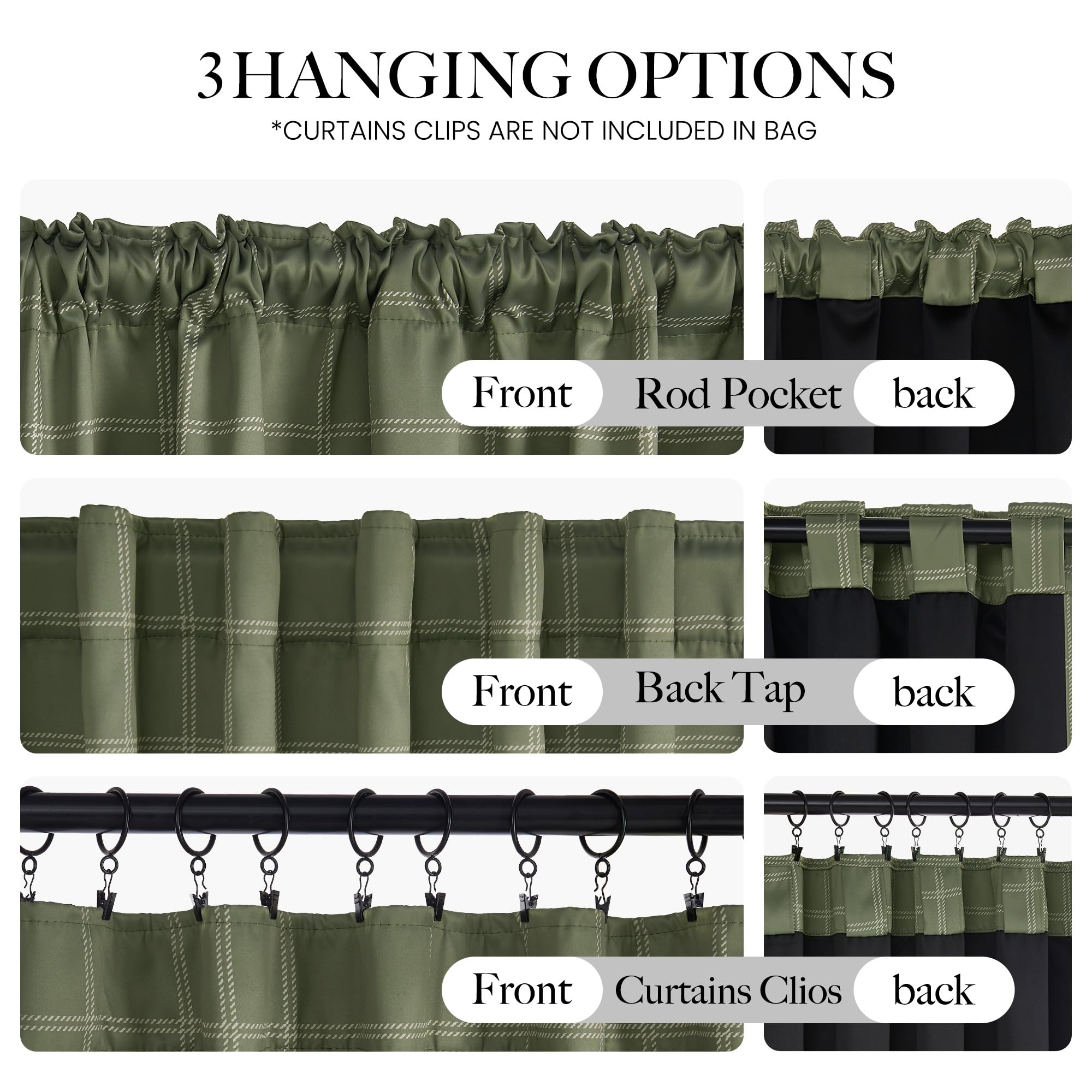 NICETOWN Buffalo Check Plaid 100% Blackout Curtains 84 Inches Long for Bedroom, Living Room Thermal Insulated Room Darkening Rod Pocket Back Tab Drapes, Olive Green, 52" W x 84" L, 2 Panels