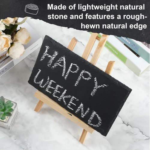 Hoolerry 15 Pcs 10 x 6 Inch Slate Charcuterie Boards Bulk, Mini Slate Cheese Board Black Sushi Platters Individual Stone Serving Tray Plates for Food, Appetizers, Cheese, Meat, Party