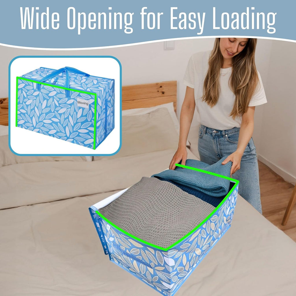 VENO Extra Large Heavy Duty Moving Bags - 4 Pack with Wide Opening & Reinforced Handles for Storage