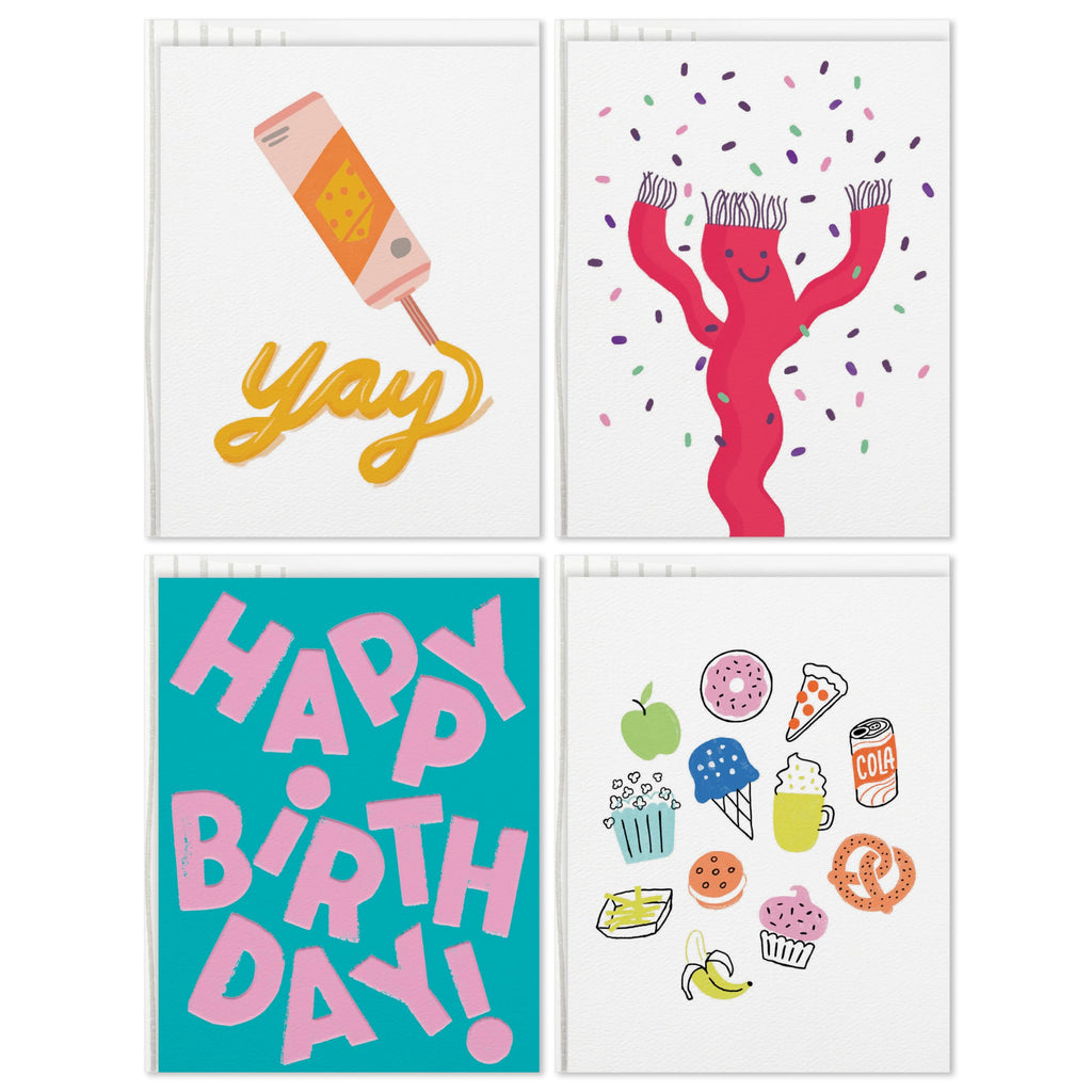 Hallmark Good Mail Fun Birthday Cards (4 Cards with Envelopes) for Friends, Coworkers, Siblings
