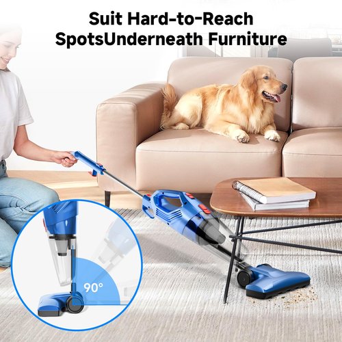 fenhua Corded Stick Vacuum Cleaner - Lightweight, Powerful Suction with 450W Motor, 3-in-1 16.4Ft Cord Vacuum Cleaners for Home, Hard Floor, Carpet, Pet Hair Deep Blue