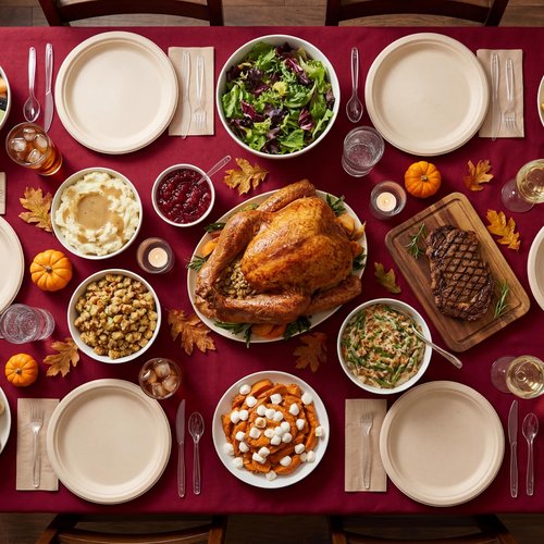 9 Inch Heavy Duty Disposable Plates and Plastic Silverware Set-600 PCS Include Compostable Paper Plates,Plastic Forks,Spoons,Knives (150 Each),BPA-Free,Suitable for Wedding,Holiday,Party,Catering