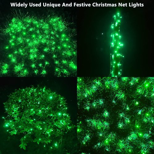 HISHINY Christmas Net Lights - 100 LED Connectable Mesh String Lights for Outdoor Decor | 5ft x 5ft Green
