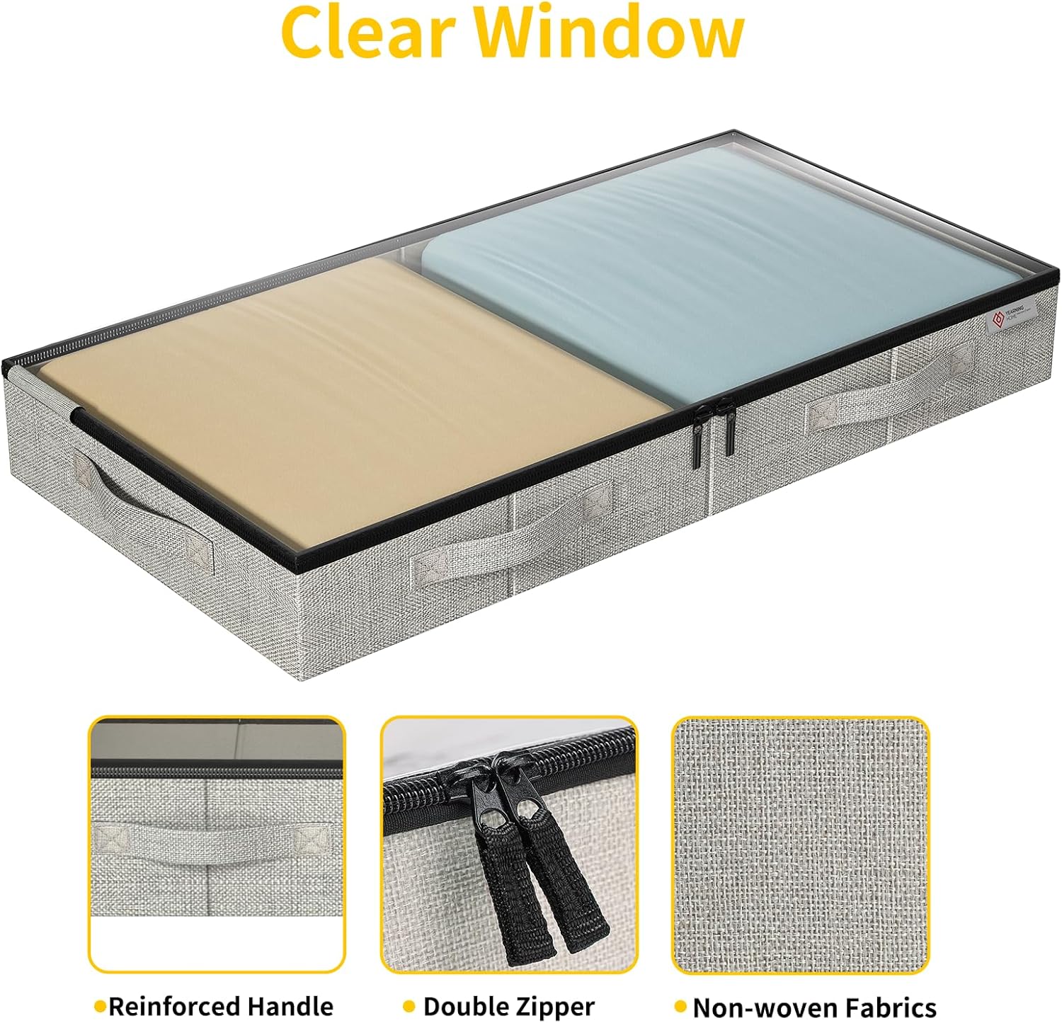 Skiennix Under Bed Storage Containers - Sturdy, Low Profile Design with Clear Windows | 4 Pack, 4.5 Inches