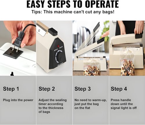 Impulse Sealer 16 inch Manual Heat Sealer Machine with Adjustable Heating Mode, ABS Shrink Wrap Bag Sealers for Plastic PE PP Bags, Portable Poly Bag Sealing Machine with Extra Replace Kit (white)
