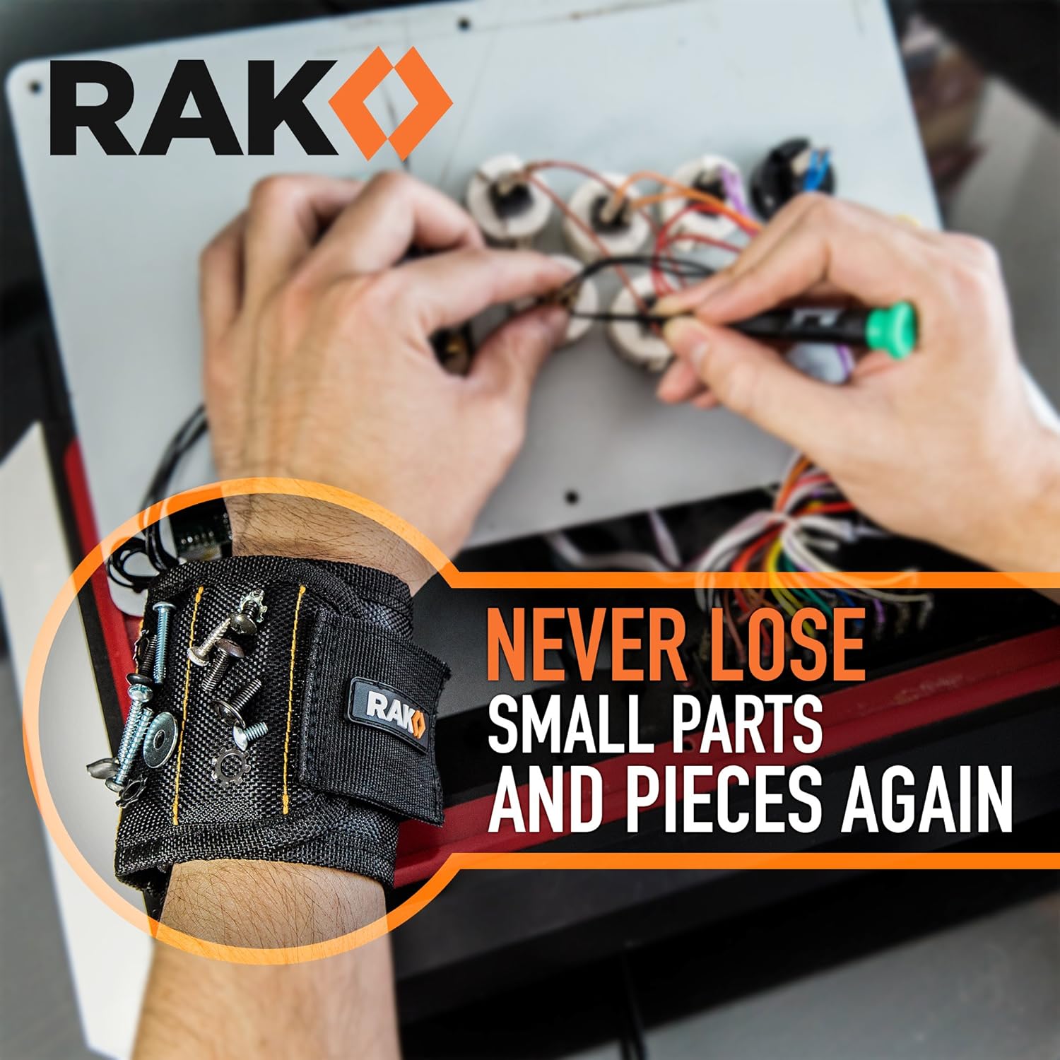 RAK Magnetic Wristband for Tools - Premium Tool Holder with Powerful Magnets | Ideal Gift for Dads, Handyman