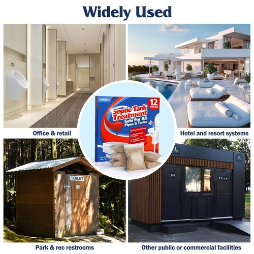Septic Tank Treatment - 1 Year Supply of Septic Safe Dissolvable Easy Flush Live Bacteria Packets -12 Count,Friendly and Powerful Solution for Septic Systems