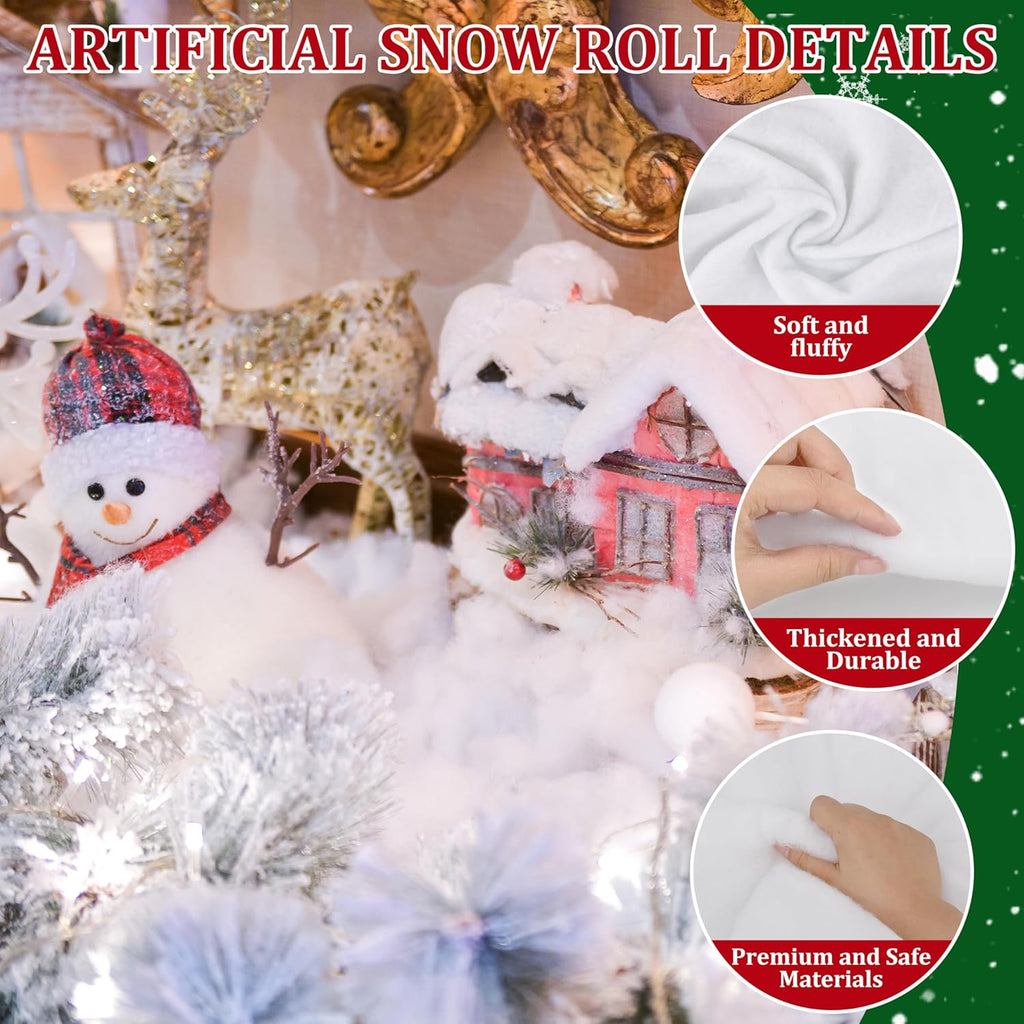 Palonu Snow Blanket - Thick White Soft Fake Snow Cover for Christmas Decor | 3 Rolls, 3 x 8 Ft