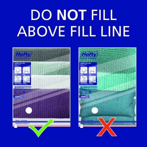Hefty Shrink-Pak | Extra Large Vacuum Seal Storage Bags - Space Saver for Clothing & Blankets (6 Pack)