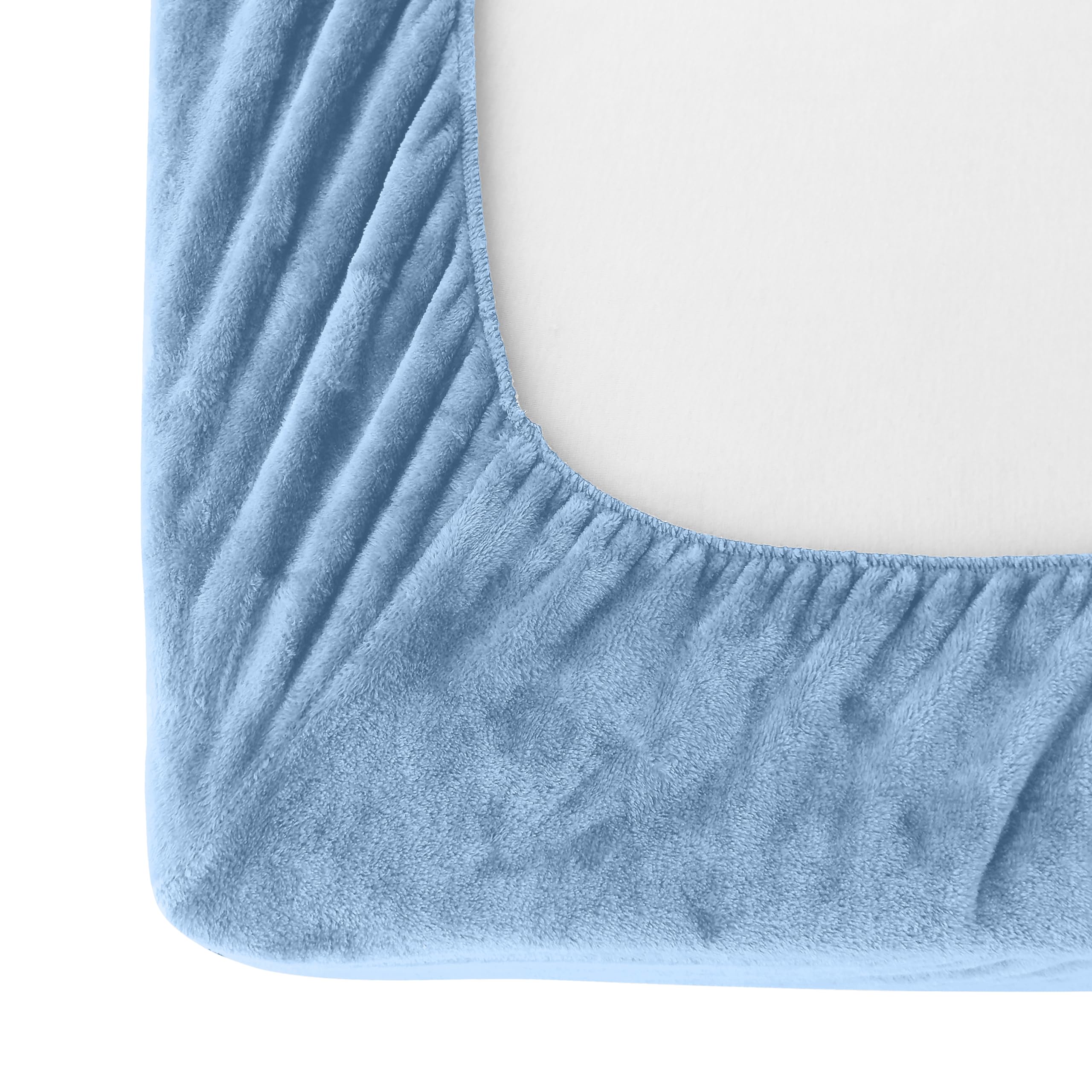 Elegant Comfort Luxuriously Soft 4-Piece Velvet Plush Flannel Sheet Set - Premium Quality - Cozy Warm, Anti-Static, Non Pilling Fuzzy Velvet Flannel Fleece Deep Pocket Sheet Set - Queen, Denim Blue