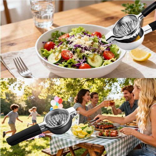 iStarcas Stainless Steel Lemon Squeezer, Manual Citrus Juicer with Non-Slip Handles, 304 Grade Steel Large Manual Lemon Press Juicer, Ergonomic Design Handheld Lime Squeezer Fruit Juicer