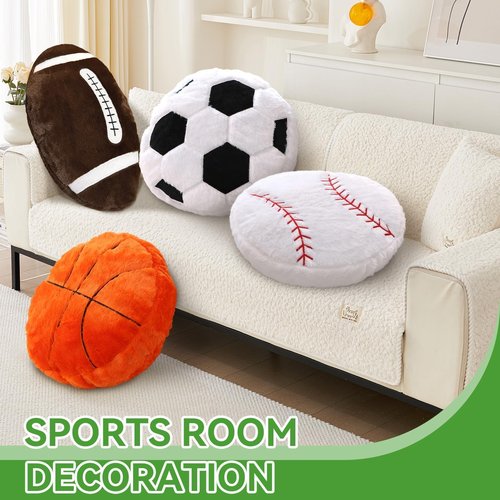 FPYWO 2 Pcs Football Pillow, Soft Football Plush Throw Pillows, Cute Football Decor for Couch Bedroom Game Day Party, Soft Fluffy Sports Decor Pillow, for Football Enthusiasts (20 Inch)