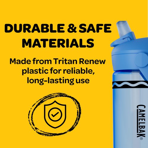 CamelBak Crayola Flip Straw Kids Water Bottle, Tritan Renew, Spill-Proof, 14oz, Violet