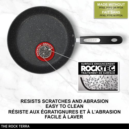 Starfrit The Rock Terra 30cm (12'') Ceramic Non-Stick Fry Pan - Thick Aluminum Base - PFAS Free - Easy to Clean - Black Marble