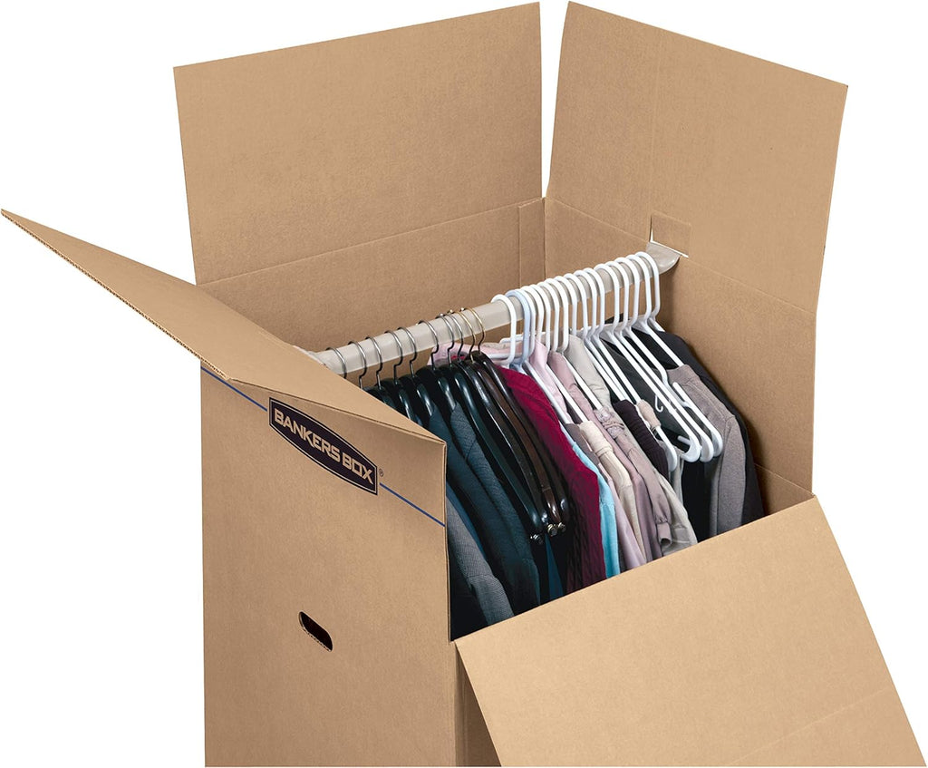 Bankers Box Tall Wardrobe Box - 3 Pack, 24" x 24" x 40" - Durable Storage Solution for Clothes
