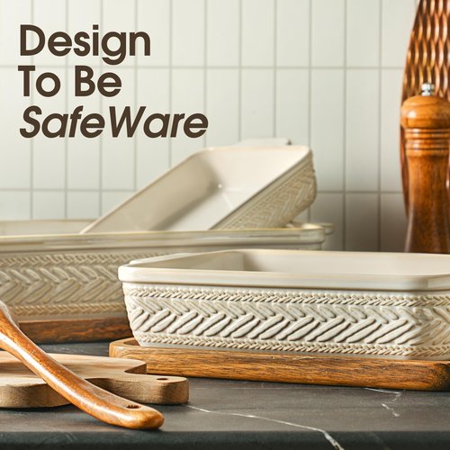 Casserole Dishes for Oven, Ceramic Baking Dishes Set of 3, Rectangular Lasagna Pans Casserole Dish Set for Baking, Cooking, Kitchen, Cake Dinner, Banquet (15.4''/12.3''/9.8'')
