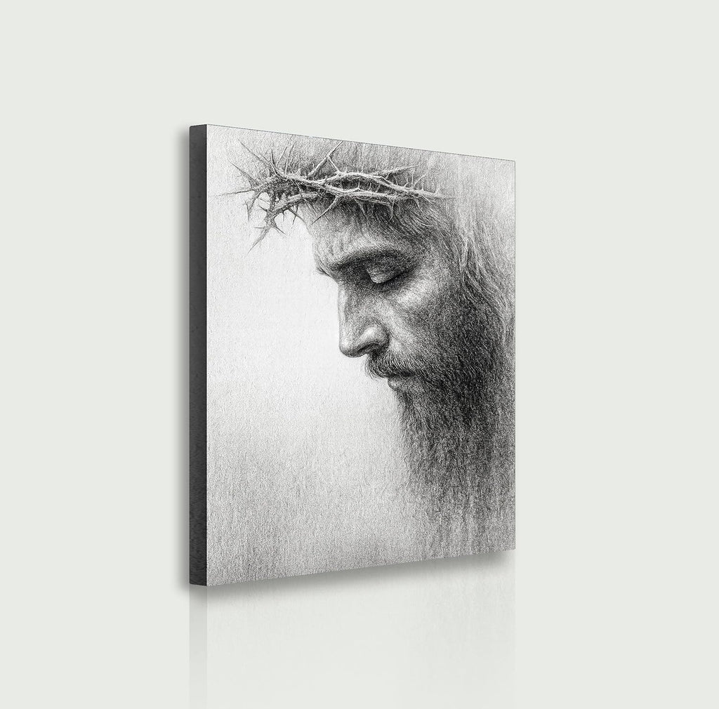 TAILORED CANVASES Jesus Crown of Thorns Canvas Wall Art - Spiritual Christian Home Decor 12x18