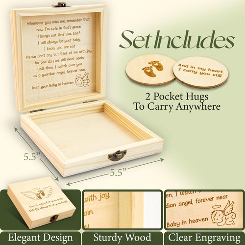 Woodamore Miscarriage Gifts for Mothers - Miscarriage Memorial Box, Infant Loss Memorial Gifts, Loss of Baby Sympathy Gifts, Angel Baby Memorial Gift, Miscarriage Keepsake for Mom