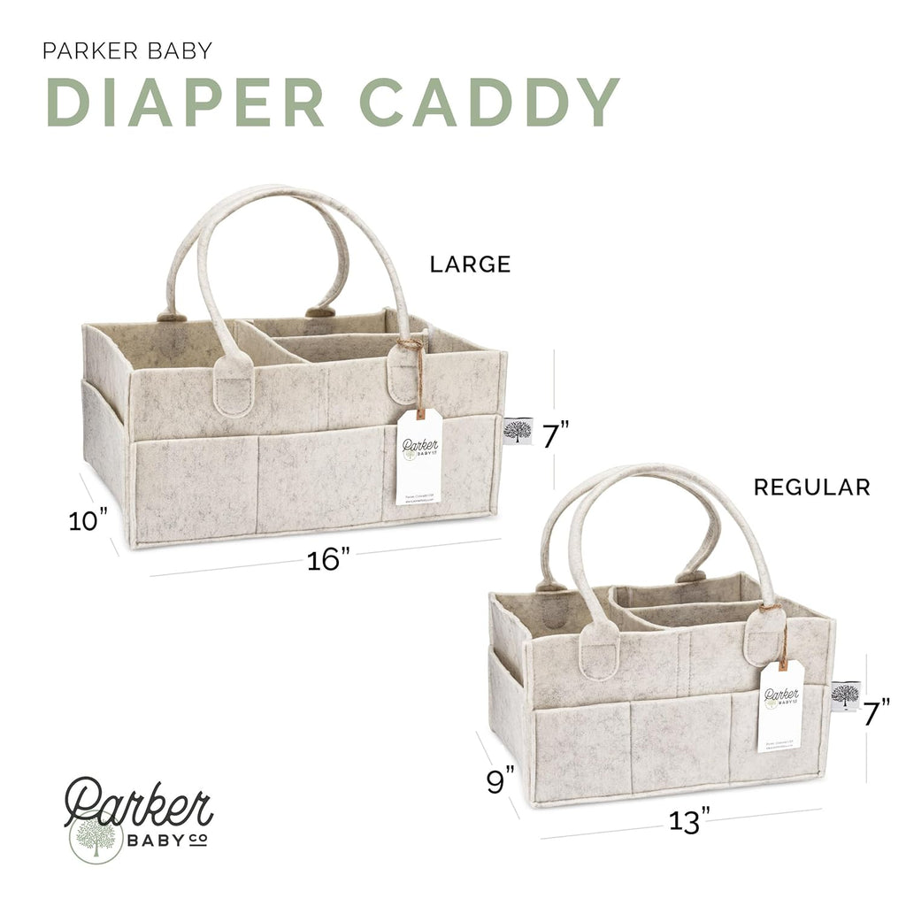 Parker Baby Diaper Caddy - Large Nursery Storage Bin & Car Organizer for Diapers | White
