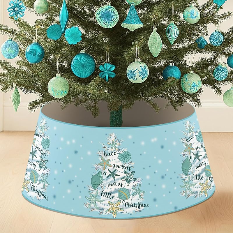 Christmas Tree Collar with LED Light - 26in Diameter, Blue Ring Base Cover