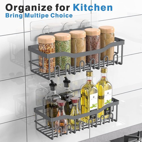 EUDELE Shower Caddy - 2 Pack Adhesive Organizer for Bathroom & Kitchen | No Drilling, Rustproof Stainless Steel