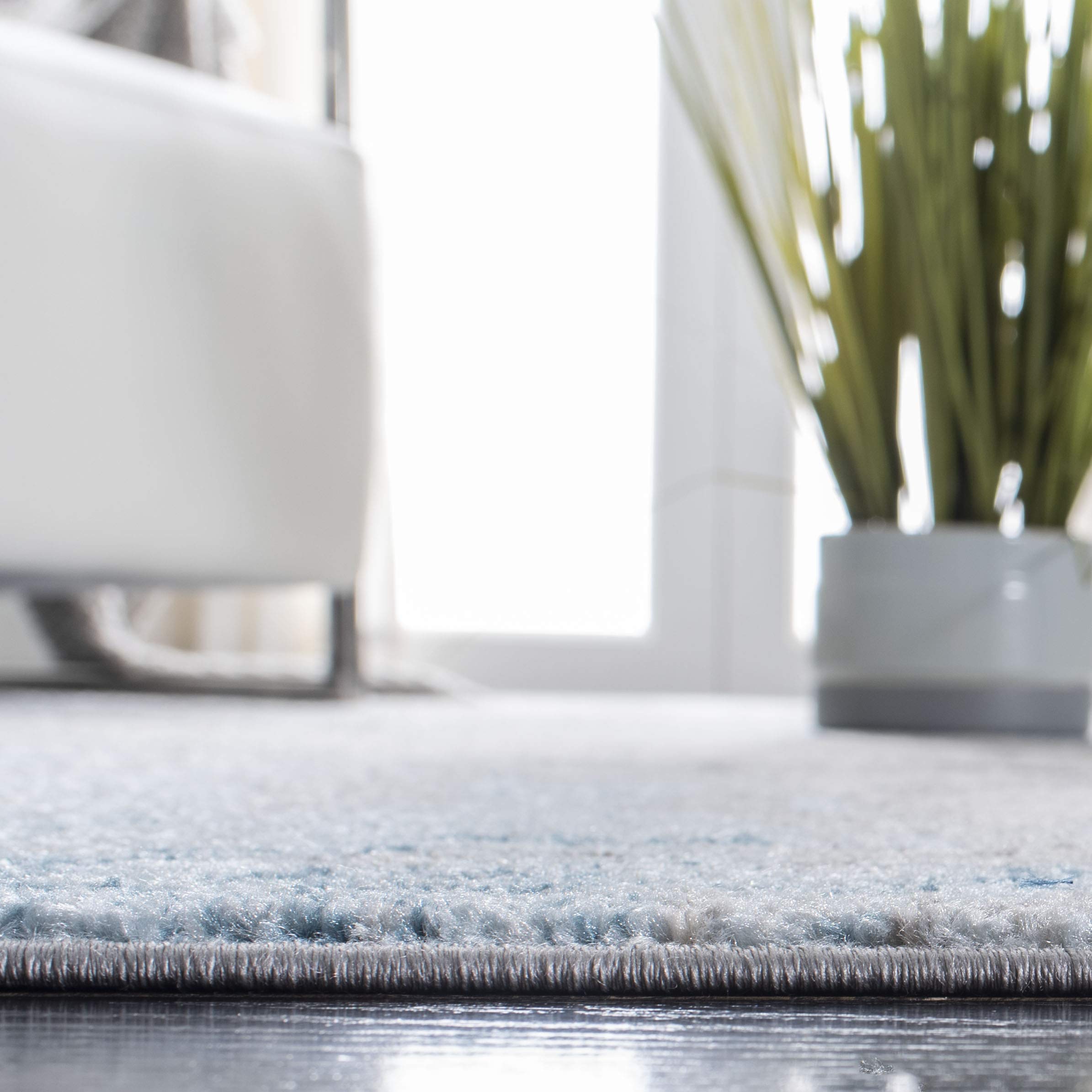 SAFAVIEH Tulum Collection Runner Rug - 2' x 15', Grey & Blue, Modern Abstract Design, Non-Shedding & Easy to Clean, Ideal for Living Room, Hallway, Foyer, Bedroom (TUL207F)
