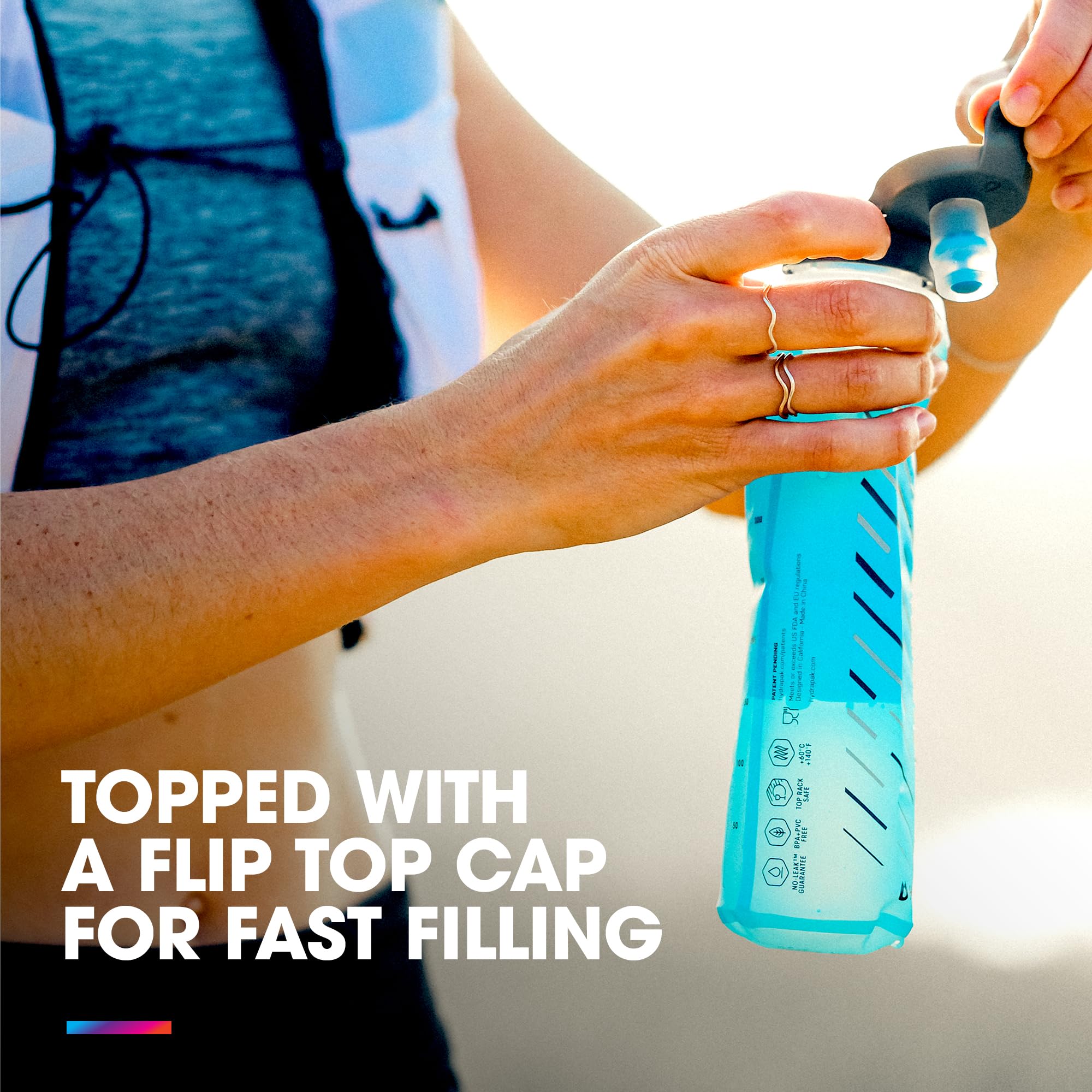 HydraPak UltraFlask Speed 500ml - Collapsible Soft Flask Water Bottle for Hydration Vests and Running Packs with Easy Open Cap (500ml / 17oz)
